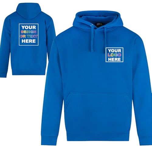 Custom Hoodie Personalised Hoodie Add your Logo Design Text Front and Back Print Unisex Pullover Pouch Pocket Multiple colour options Printed Workwear Uniform
