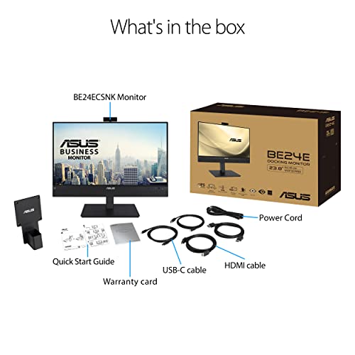 Asus 23.8” 1080P Video Conferencing Monitor (Be24Ecsnk) - Full Hd, Ips, Built-In Adjustable 2Mp Webcam, Ai Noise-Canceling Mic, Eye Care, Usb-C Docking, Rj45, Height Adjustable, Hdmi, Zoom Certified #TOP7