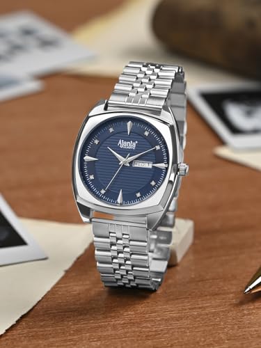 Image of Ajanta Quartz Analog Watch for Men | Stainless Steel Bracelet | Round Dial with Square Case | Classic Formal Wrist Watch | Office Wear|AWC132ESG