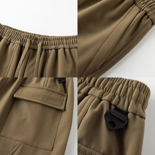 JOMLUN Men Softshell Hiking Pants Fleece Lined Ski Snow Pants Rain Waterproof Outdoor Trekking Insulated Thermal Cargo Winter3