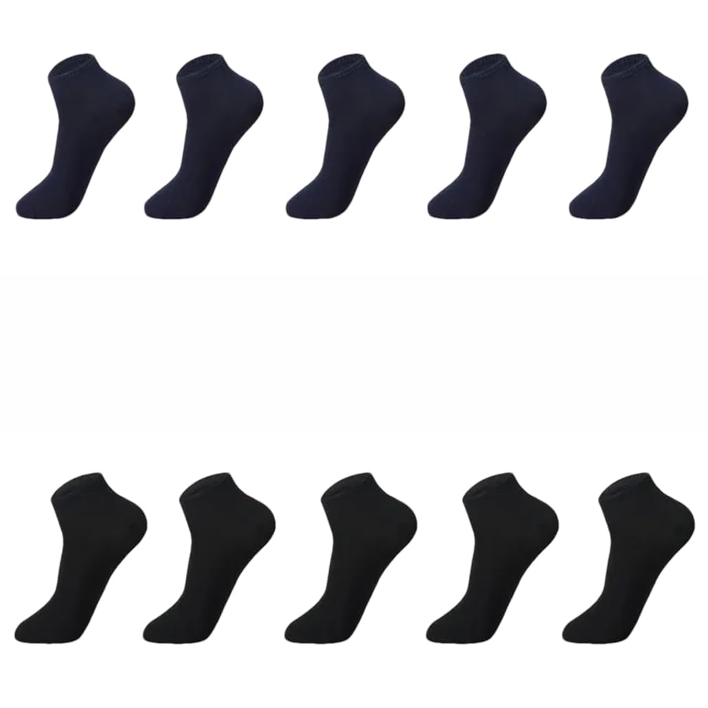 Dninmim Lot de 10 paires de chaussettes solides en coton respirant pour homme