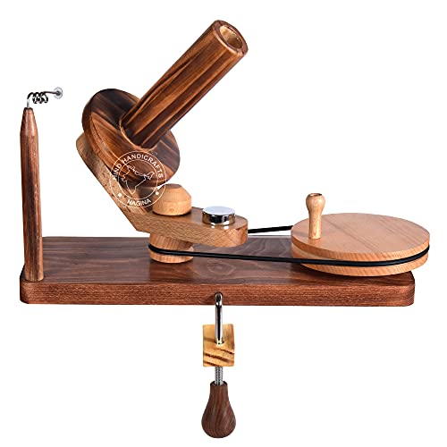 Image of Hind Handicrafts Wooden Yarn Ball Winder for Knitting Crocheting - Handcrafted - Natural Hand Operated - Knitter's Gifts Center Pull Ball Winder (Multi Wood - 1)