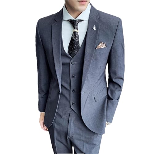 Ensemble de 3 pièces homme gris foncé 3XL veste gilet pantalon coupe moderne pour cérémonie