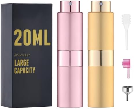 Travel Perfume Bottle Refillable 20ml, Cologne Spray Atomizer Large, 2PCS