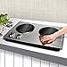 CUSIMAX 1800W Ceramic Electric Hot Plate for Cooking, Dual Control Infrared Cooktop, Double Burner, Portable Countertop Burner, Glass Plate Electric Cooktop, Silver, Stainless Steel-Upgraded Version