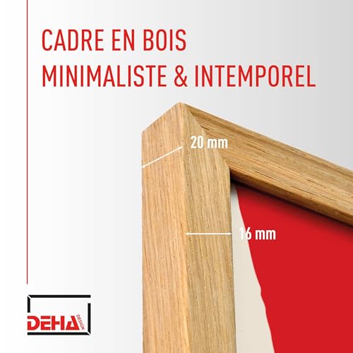 DEHA Design cadre photo, 30 x 40 cm, bois, Chêne, cadre photopour accrocherau format paysage et portrait, verre synthétique, Fontana – vue 3
