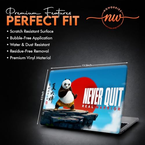 Image of NoWorries Laptop Skin for 15.6 & 14 Inch Laptop | Motivational, Superhero, Sports & Graphic Design Laptop Sticker Wrap | Premium Vinyl Laptop Cover (Kung Fu Panda, 13.5 x 9.5inches)