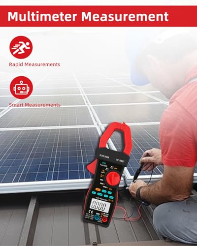 SURLABA Digitales Zangenmessgerät 1000A/2000V AC DC Strom Spannung LPF Multimeter 6000 Zählungen, TRMS NCV Amp Volt Widerstand Kapazität Frequenz Durchgangsprüfer für Photovoltaik-Industrie