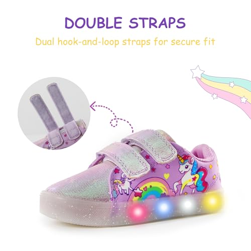 YESKIS Boys Girls Light Up Sneakers LED Flashing Vivaki Cartoon Barefoot Canvas Walking Tennis Shoes for Toddler Little Kid2