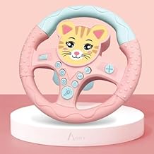 Aqify Steering Wheel Toy Simulate Driving Car Copilot Steering Wheel Electric Baby Toys with Sound Driving Vocal Toy Kids Musical Educational Stroller Color Pink