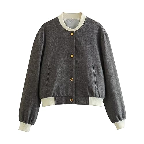 Chaqueta de punto para mujer ligera y elegante para oficina, blazer gris claro, blazer a cuadros, chaleco blazer de tweed blanco, blazer con pantalones, blazer de moda para mujer, gris, L