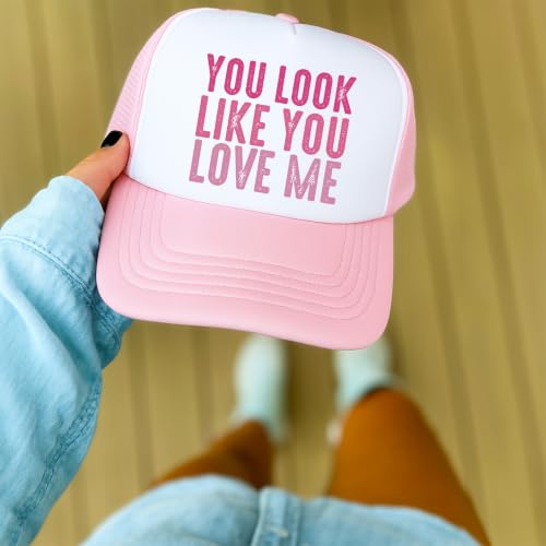 Image of You Look Like You Love Me Trucker Hat Country Song Lyrics Adult Classic 5 Panel Mesh Snapback