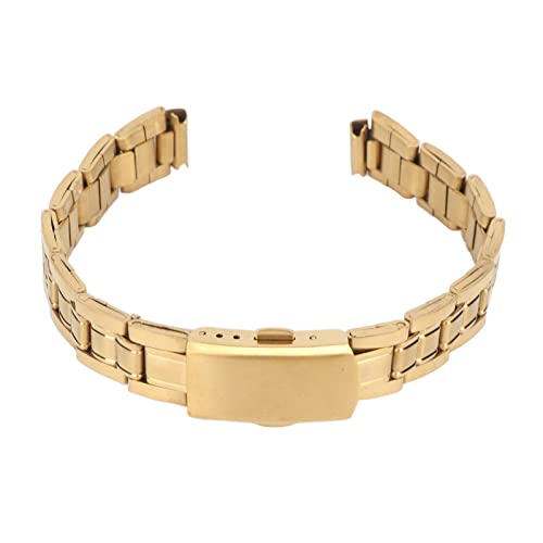 Phefop Correa de reloj de acero inoxidable de liberación rápida, hebilla de doble bloqueo, correa de repuesto de metal para hombres y mujeres, color dorado, 22mm