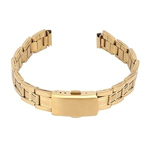 Roestvrijstalen Horlogeband, Dubbele Sluiting Gesp Vervangende Gouden Bescherming Metalen Horlogeband voor Smartwatch voor Dames (14mm)