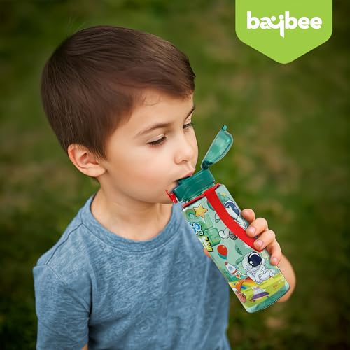 Image of BAYBEE Space 700ml Sipper Bottle for Kids, Anti-Spill Sippy Water Bottle- BPA Free |Sippy Cup, Baby Bottle Sippers | Sipper Water Bottle for Kids Infants & Toddlers 6 Months to 9 Years (Green)