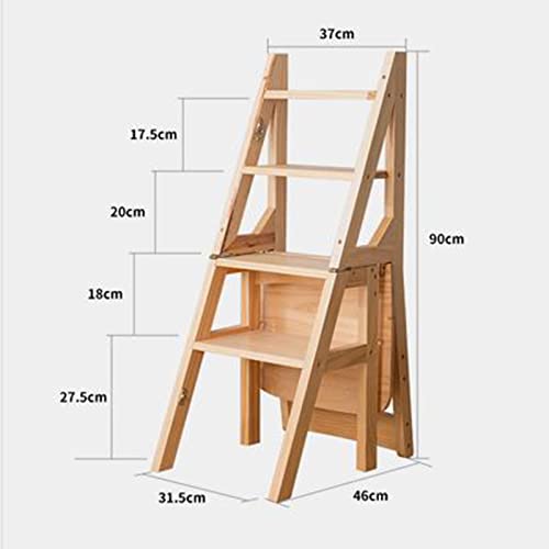 Taburete de pie de escalera plegable de madera multifuncional 6