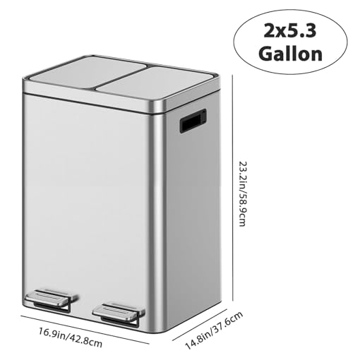 Bote de basura doble 2 x 20 L acero inoxidable con pedal miniatura 3