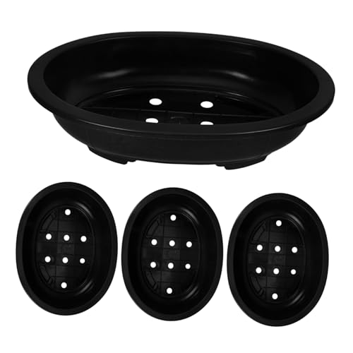 Kisangel 4 Stück Großer Ovaler Blumentopf Bonsai-pflanztopf Groß Bonsaischalen Groß Ovale Bonsaischale Bonsai-Werkzeuge Büro-bonsaischale Praktische Bonsaischale Terrakotta-töpfe Plastik