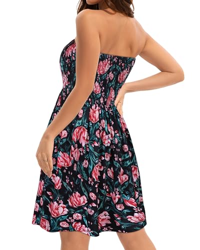 Image of elescat Summer Dresses for Women 2026 Strapless Casual Beach Cover Ups Tube Top Sundress
