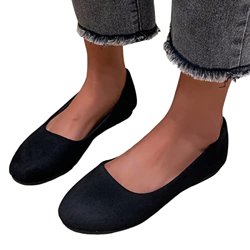 Womens Summer Casual Shoes Solid Color Ballet Flats Shoes for Women Non Slip Walking Shoes Comfortable Office Slip On Work Flats Dressy