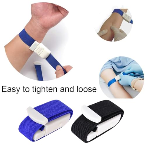 Stauschlauch, Venenstauer, 2 Stücke Blutabnahme Tourniquet, Fast Tourniquet mit Schnalle für Ärzte, Medical Nurse Tourniquet, für Medizinische Notfall Krankenschwester Erste Hilfe (Schwar+Blau)