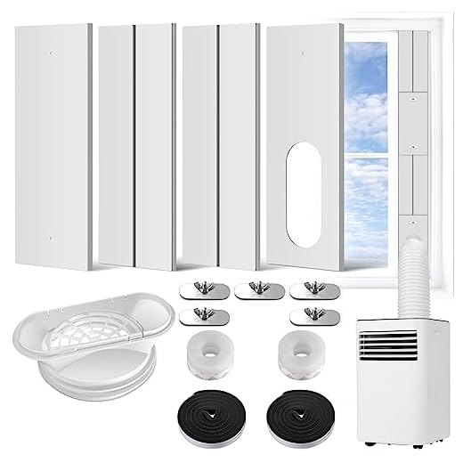 Angooni Superb Portable Air Conditioner Window Kit - Upgraded Sliding Window Vent Kit for Universal Exhaust Hoses with 2-in-1 Coupler (5.1"/5.9"), Adjustable Ac Window Kit, Length Range (17” to 61”)