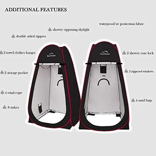 Image of Your Choice Pop Up Shower Tent 47.2 inch Wx74.8 /82.7 inch H Privacy Changing Tent | Waterproof Silver Coating Portable Shelter with Carry Bag for Camping, Beach, RV, Hiking, Fishing