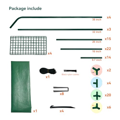 Grandhom Walk in Greenhouse with Shelves,Walk-in Plant Plastic Green House with Windows Green PE Cover, 3 Tiers 6 Shelves Greenhouse Frame Stands with Ground Pegs & Ropes,56" L x 29" W x 77" H - Image 8