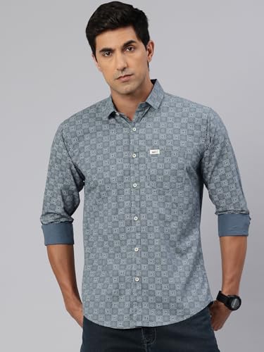 Image of Majestic Man Custom Abstract Printed Pure Cotton Slim Fit Casual Shirt