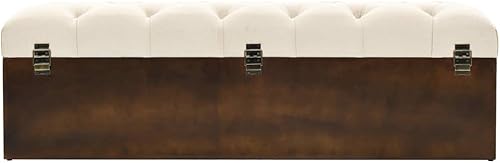 Miniatura 4 de GOLINPEILO Banco de almacenamiento de abeto de madera maciza color crema para dormitorio sala de estar extremo de la cama de 433 x 118 x 15 pulgadas