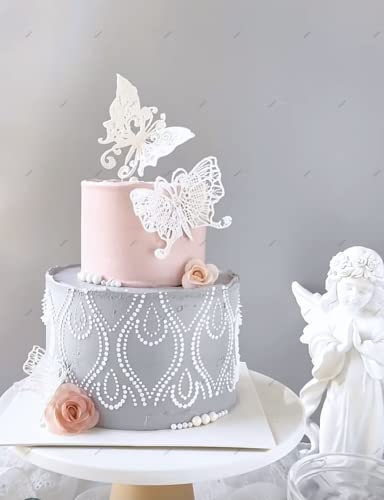 Anyana Sugar Edible Butterfly Dragonfly Lace Cake Silicone Embossing Mat Texture Fondant Impression Lace Mat Decorating Mold Gum Paste Cupcake Topper Tool Icing Candy Imprint Baking Moulds Sugarcraft #TOP3