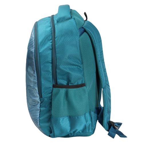 Image of Printed Backpack for School, Office & College | Polyester Turquoise Tuition Case for Adults| Comfortable Bags for Girls & Boys | Carry-On with Bottle Holder Pocket - 2 Main Compartments