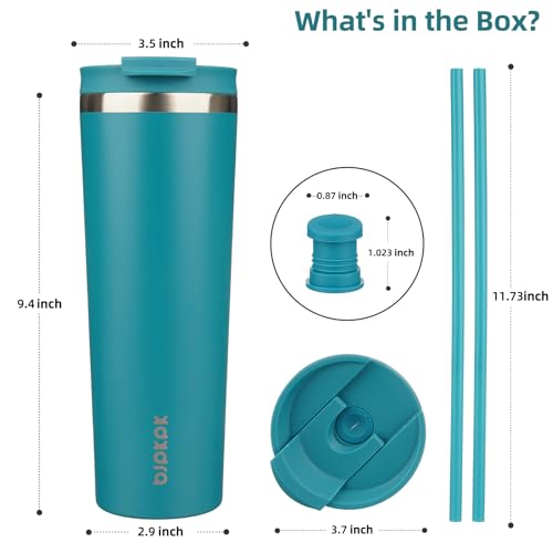 Image of BJPKPK 30 oz Coffee Tumbler with Straw, Insulated Stainless Steel Cup