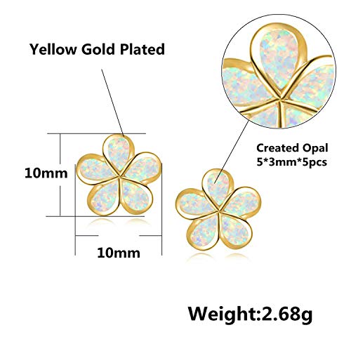 Cinily Hypoallergenic Flower Stud Earrings,Gold Opal Stud Earrings 14K Yellow Gold Plated Flower Jewelry Gift For Mom,Girls,Women #TOP5