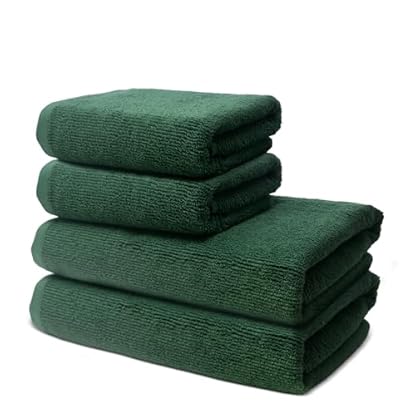 4 er Set Handtücher | 2 Badetücher 70x140 cm + 2 Handtücher 50x100 cm | Frottee Weich & Flauschig | 100% Baumwolle | Frottier Duschtuch Badetuch Badehandtuch | 500g/m² | Oeko-Tex | Ôhm | Grün