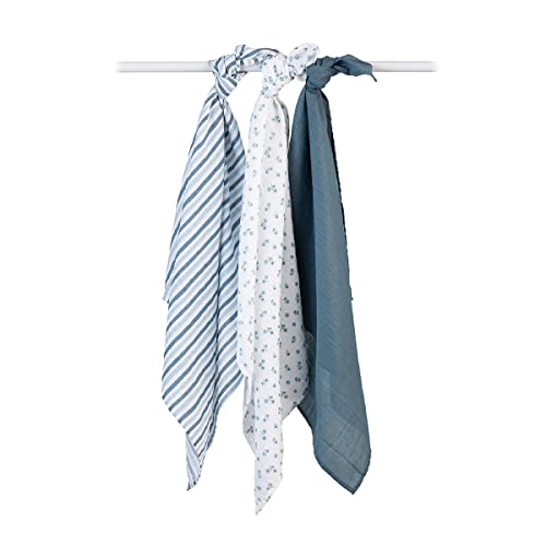 Lulujo Baby Swaddle Blanket| Unisex Softest 100% Cotton Receiving Blanket| Set Of 3| Blueberries #TOP2
