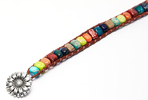 Image of 7 Chakra Bracelet Bohemian Handmade Leather Wrap Healing Protection Natural Stone Yoga Beaded Bracelets Boho Friendship Jewelry