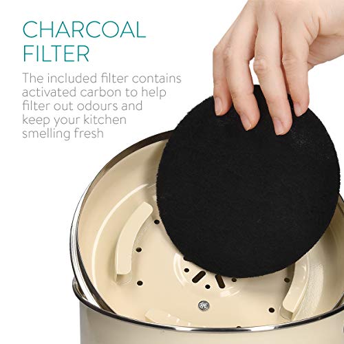 Navaris Poubelle à Compost 3L - Bac à Compost de Cuisine en Acier Inoxydable - Composteur de Cuisine pour Déchets Alimentaires - 3X Filtre Charbon