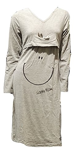 Happy People Camisa de Noche Lactancia Mezcla de Grises XL