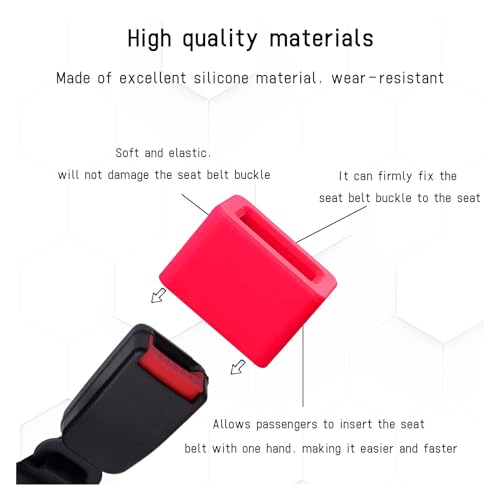 Image of Augeny 2PCS Seat Belt Buckle Holder, Silicone Auto Rear Seatbelt Buckle Booster to Makes Receptacle Stand Upright for Easy Access, Universal Vehicle Seatbelt Buckle for Kid (Red)