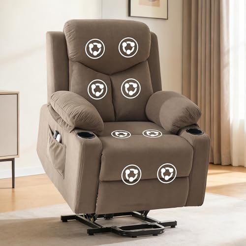 Image of Power Lift Recliner Chair for Elderly with Massage,Recliner Chairs for Adults with Remote,Electric Lift Chair with Side Pockets,USB & Type-C Charging for Living Room (Coffee)