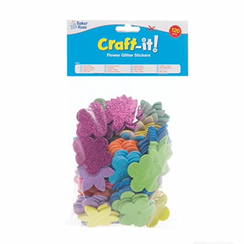 Baker Ross Adesivi di Fiori Glitterati