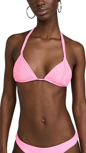 PQ Swim Women's Isla Triangle Bikini Top, Vivid Pink, L