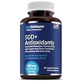 SOD Antioxidants Complex Healthy Aging Supplement - 400mg of Superoxide Dismutase - Alpha Lipoic Acid - L-Arginine -Lysine - AKG - Vitamin A - Vitamin E for Immune Support-60 Capsules