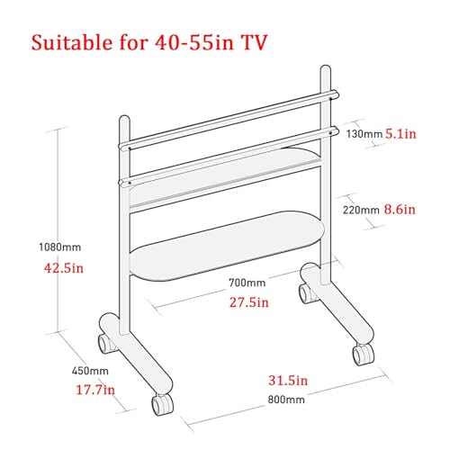Soporte móvil para TV ajustable altura blanco 40-55 pulg miniatura 2