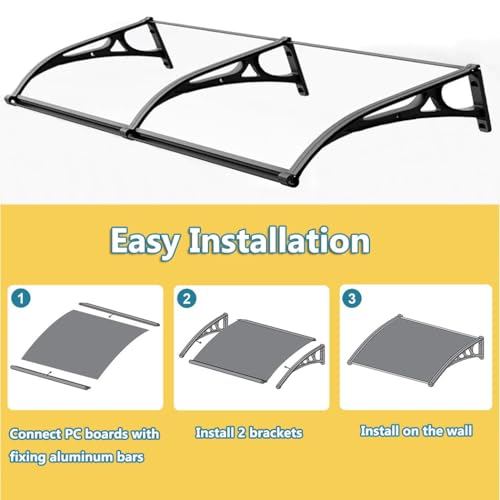 Auvent polycarbonate d'extérieur haut de gamme avec gouttière 140cm - 6