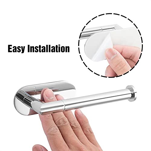 Steel Finish Toilet Paper Roll Holder - Self-Adhesive Wall Mount, Waterproof 5 thumbnail image