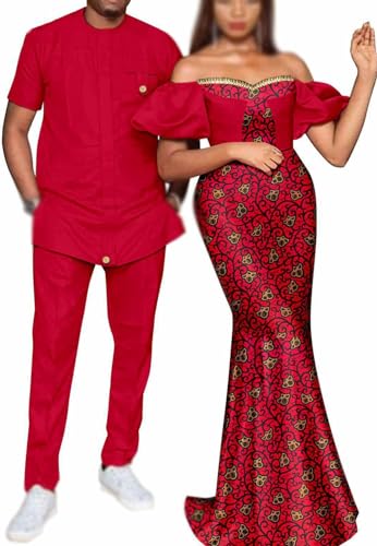 Vêtements pour couples africains avec robe dashiki imprimée et ensemble homme de taille M