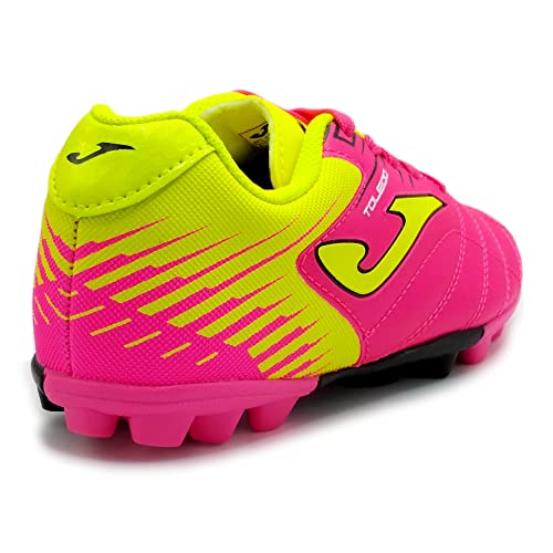 Toledo Junior Kids Molded Soccer Shoes, Pink/Fluo Yellow, USA Size 134