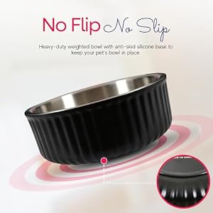 Stainless Steel Pet Bowl - Dog Food Bowl with Anti-Skid Bottom - Metal Cat Bowls - Water Bowl for Small, Medium, and Large Pets - Rust-proof and Dishwasher-Safe (Black, 74 Oz/2200ml) Stainless Steel Pet Bowl โ Dog Food Bowl with Anti-Skid Bottom โ Metal Cat Bowls โ Water Bowl for Small, Medium, and Large Pets โ Rust-proof and Dishwasher-Safe (Black, 74 Oz/2200ml)